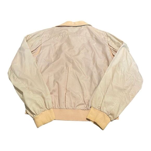 Izod Bomber Jacket Tan Cream Vintage Lacoste Mens Medium Beige Retro Mr Rogers - Picture 7 of 8
